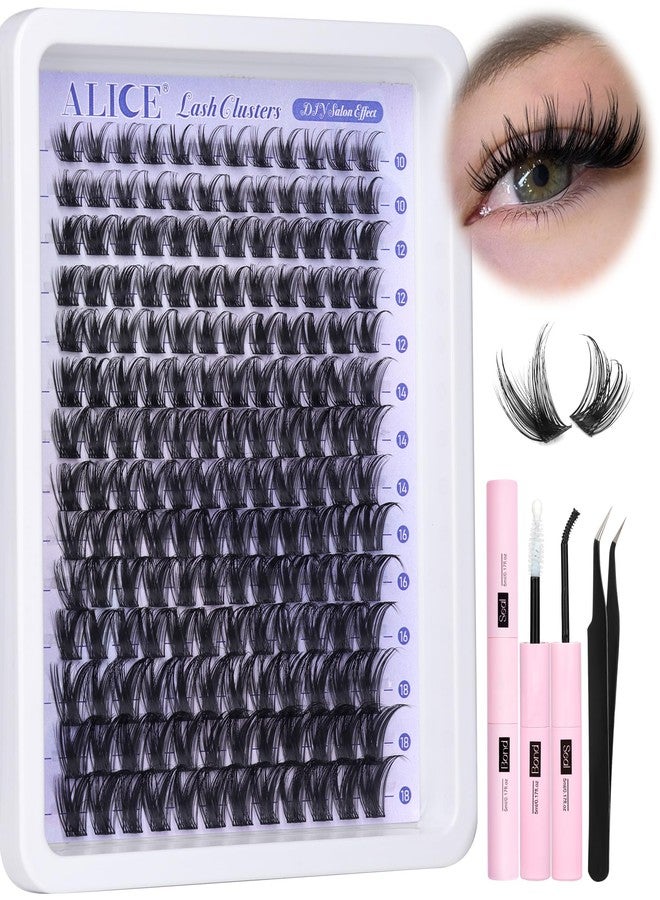 ALICE Lash Clsusters Kit Wispy Cluster Eyelash Extension Kit 168pcs 10-18mm Natural Lash Extension Kit Thin Band Individual Lashes Kit with Lash Glue Bond and Seal DIY at Home - Image 1