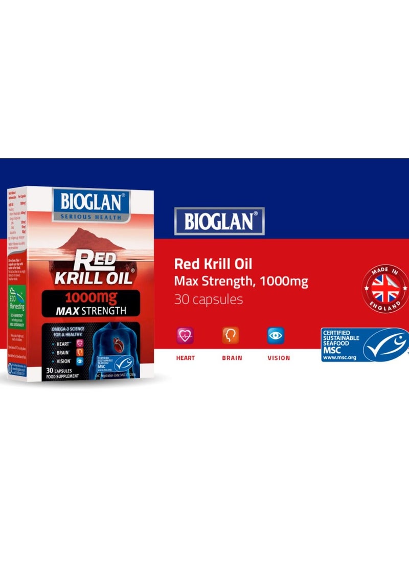 BIOGLAN Red Krill Oil Max Strength Capsules 1000mg Omega-3 Fish Oil 30'S July 2025 expiry  - Image 4