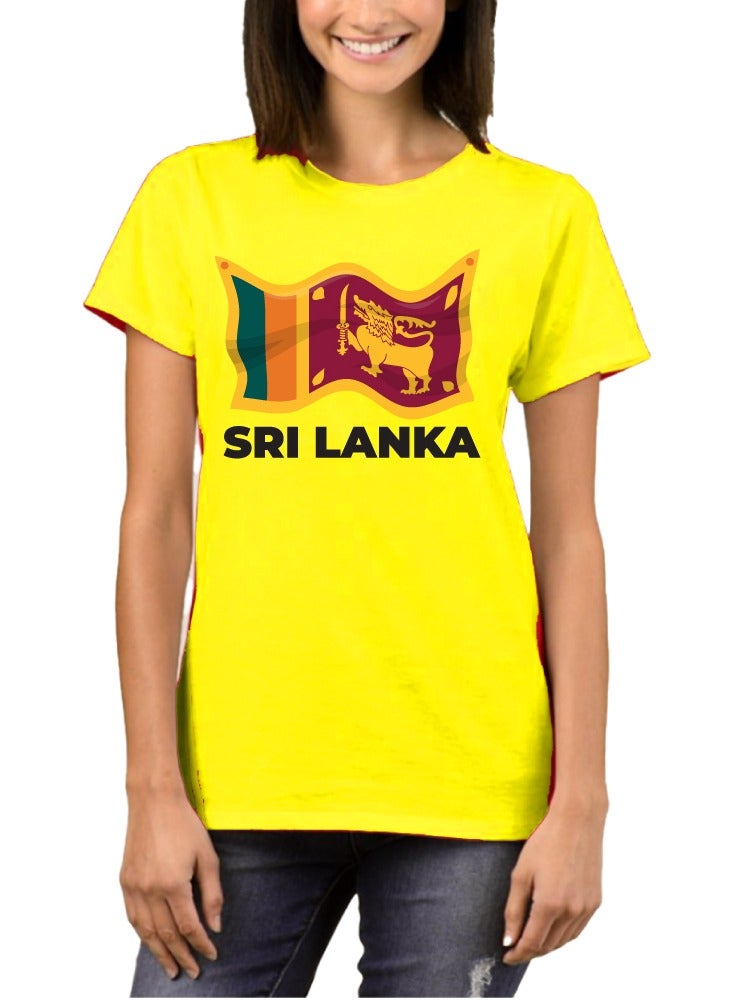PRINTSHOP4ME Sri Lankan Independence Day Adult Women's T-Shirt - Women's Sri Lanka T-Shirt with Round Neck Short Sleeve - Perfect for Independence Day - Image 1