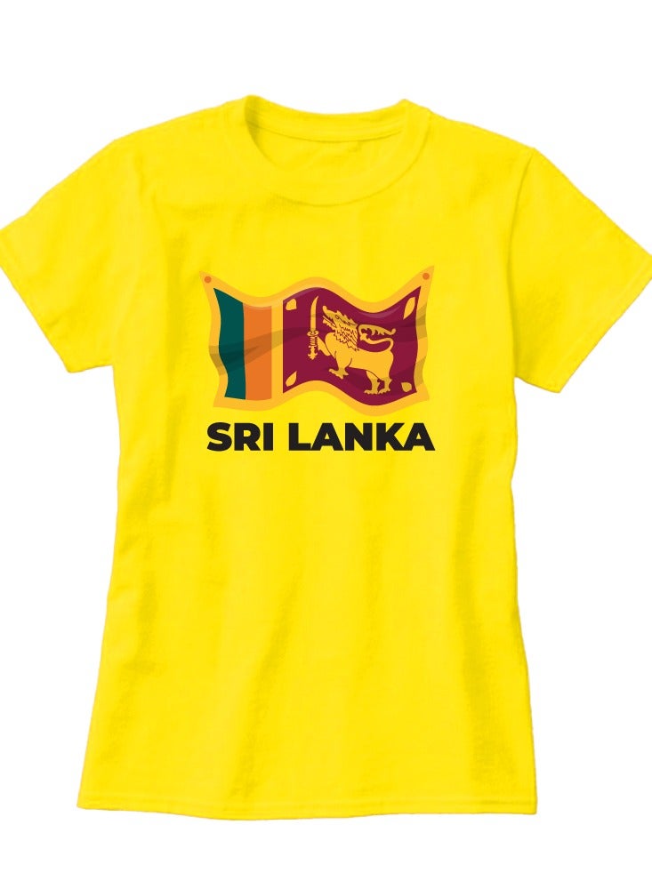 PRINTSHOP4ME Sri Lankan Independence Day Adult Women's T-Shirt - Women's Sri Lanka T-Shirt with Round Neck Short Sleeve - Perfect for Independence Day - Image 3