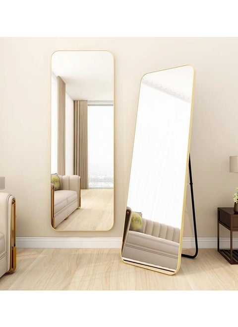 Full Length Mirror 155x45cm, Floor Mirrors with Aluminum Alloy Frame Free-Standing Leaning Large Bedroom Dressing Mirror, Full Body Mirror with Stand for Living Room,Bedroom, Gold