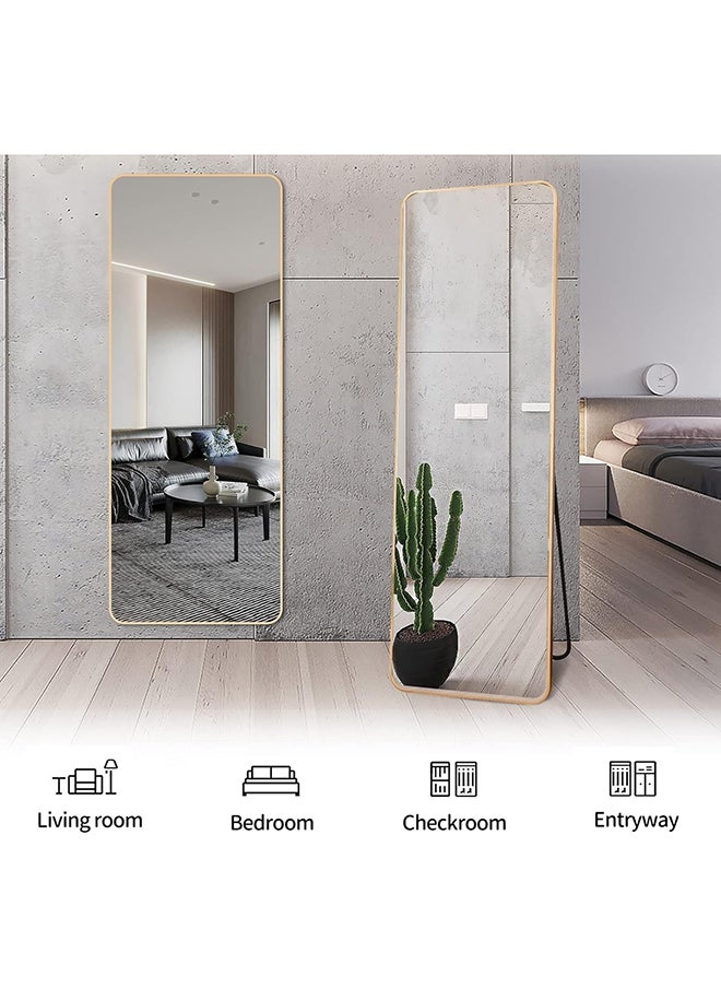 SKY-TOUCH Full Length Mirror 155x45cm, Floor Mirrors with Aluminum Alloy Frame Free-Standing Leaning Large Bedroom Dressing Mirror, Full Body Mirror with Stand for Living Room,Bedroom, Gold  - Image 5