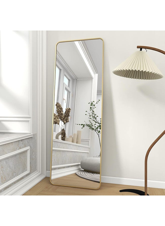 SKY-TOUCH Full Length Mirror 155x45cm, Floor Mirrors with Aluminum Alloy Frame Free-Standing Leaning Large Bedroom Dressing Mirror, Full Body Mirror with Stand for Living Room,Bedroom, Gold  - Image 2