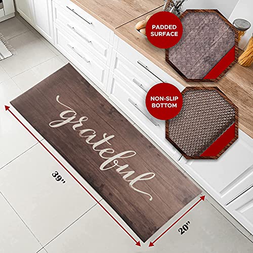 J&V TEXTILES Anti Fatigue Kitchen Mat for Floor, Embossed Themed Cushioned Kitchen Runner Rug Mat, Non Slip, Easy Wipe Clean, 1/2 Inch Thick (20x39 inches, Grateful) - Image 4