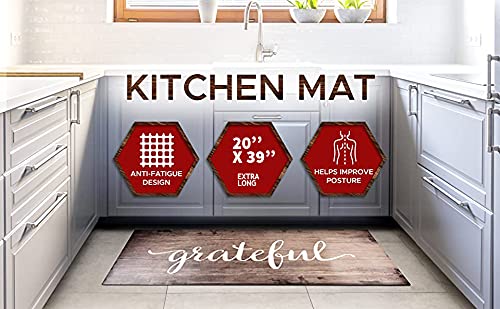 J&V TEXTILES Anti Fatigue Kitchen Mat for Floor, Embossed Themed Cushioned Kitchen Runner Rug Mat, Non Slip, Easy Wipe Clean, 1/2 Inch Thick (20x39 inches, Grateful) - Image 5