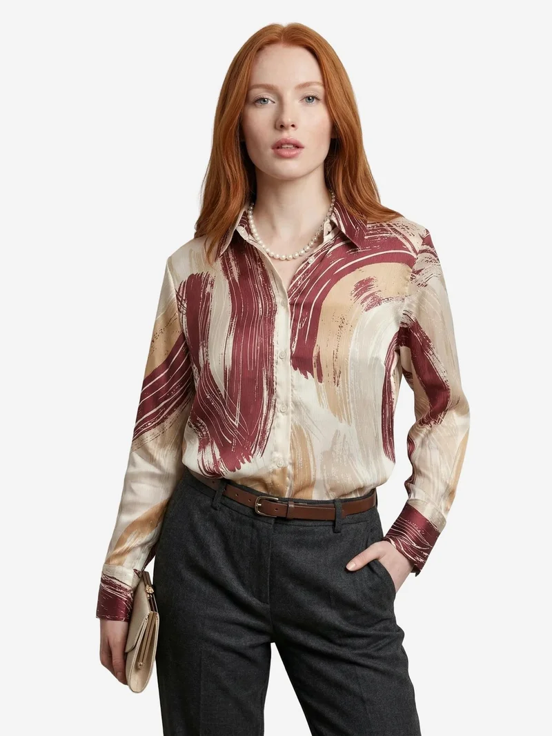 ماي فاشن MY FASHION Abstract Printed Button-Up Shirt