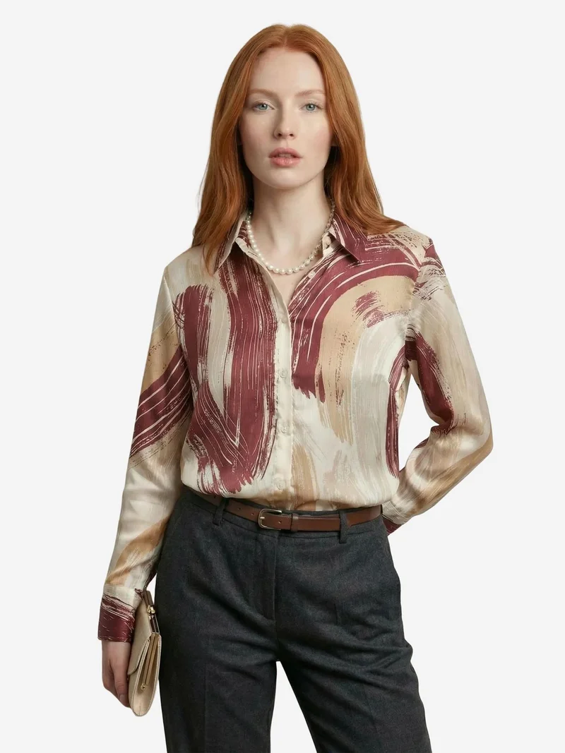 ماي فاشن MY FASHION Abstract Printed Button-Up Shirt