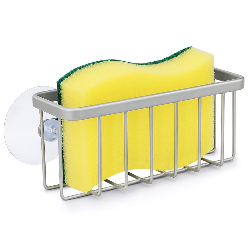 HLOOL Sponge Holder for Kitchen Sink, Kitchen Sink Sponge Holder,Sink Caddy,Dish Soap Holder ï¼ˆMat Silverï¼‰ - Image 1