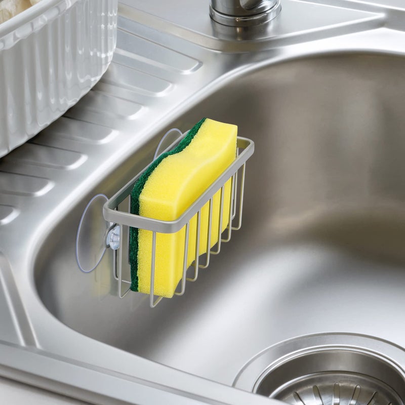 HLOOL Sponge Holder for Kitchen Sink, Kitchen Sink Sponge Holder,Sink Caddy,Dish Soap Holder ï¼ˆMat Silverï¼‰ - Image 3