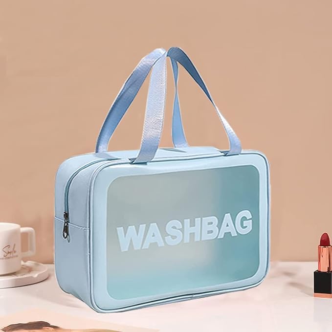 Pramit enterprise Makeup Travel Pouch Cosmetic Bag Travel kit Pouch for Toiletries Brushes and Cosmetics Set of 3 Washbag Pouch Blue - Image 2