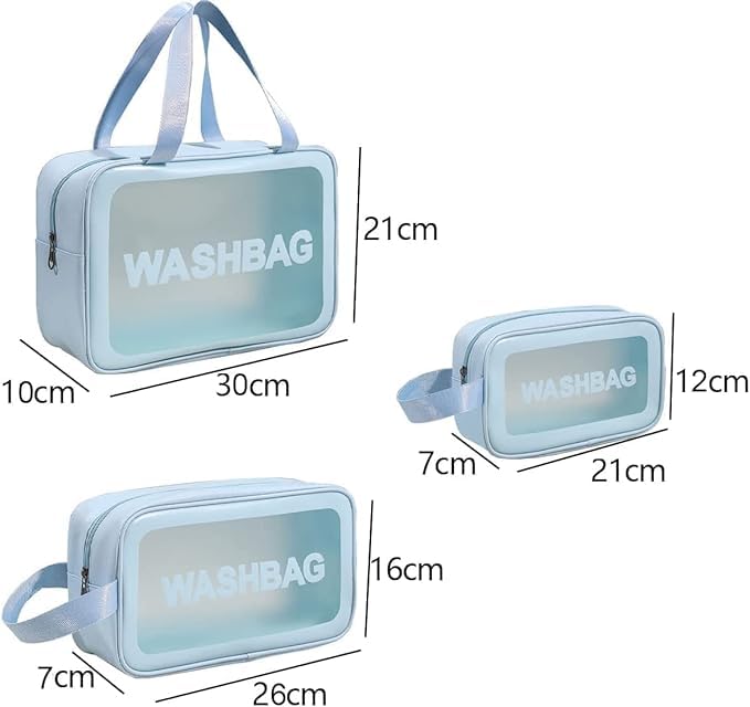 Pramit enterprise Makeup Travel Pouch Cosmetic Bag Travel kit Pouch for Toiletries Brushes and Cosmetics Set of 3 Washbag Pouch Blue - Image 3