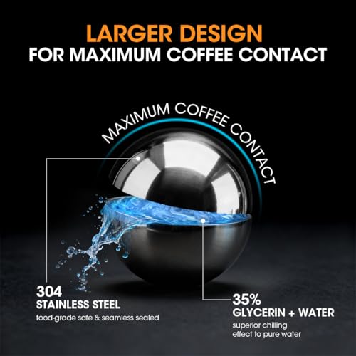 AIEVE 2 Pack Espresso Cooling Ball, Stainless Steel Frozen Ice Rock for Coffee, Espresso Accessories Extract Brew Chilling Tool Chiller Gift for Birthday, Valentine's Day, Christmas - Image 4