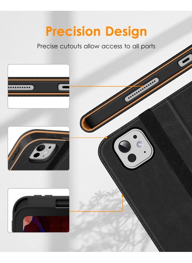 DTTO for iPad Pro 13 inch Case (M4) 2024, Premium Leather Business Folio Stand Cover with Pencil Holder - Auto Wake/Sleep and Multiple Viewing Angles, Built in Hand Strap & Pocket, Black - Image 5