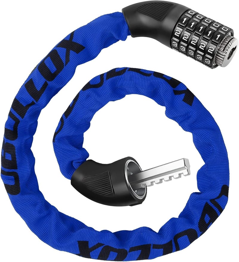 UBULLOX Bike Chain Lock 3FT Bike Lock 5-Digit Combination Resettable Anti-Theft Bicycle Locks Steel Chain for Bicycle, Motorcycle and More, Blue - Image 1