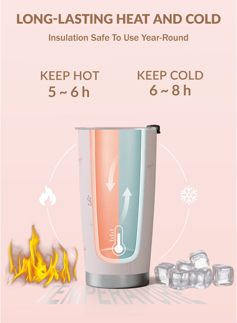 GALADUNE Stainless Steel Travel Coffee Mug, Double-Wall Vacuum Insulated Tumbler, Arabic Text Design, 20 oz, Suitable for Iced and Hot Drinks, Pink - Image 2