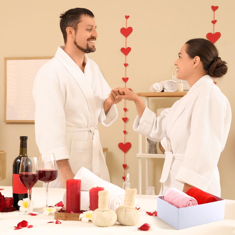 Tiamon 2 Pcs Valentines Bathroom Towels Cotton Red Pink Heart Hand Towels Valentines Day Decor for Valentine's Wedding Bathroom Kitchen Dish Drying Cleaning Cooking, 13.8 x 29.5 Inch(Heart) - Image 5