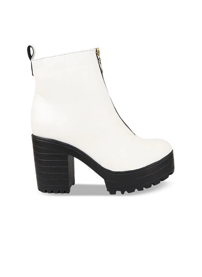 شوتوبيا Shoetopia Womens Solid Zipper Block Heeled Boots