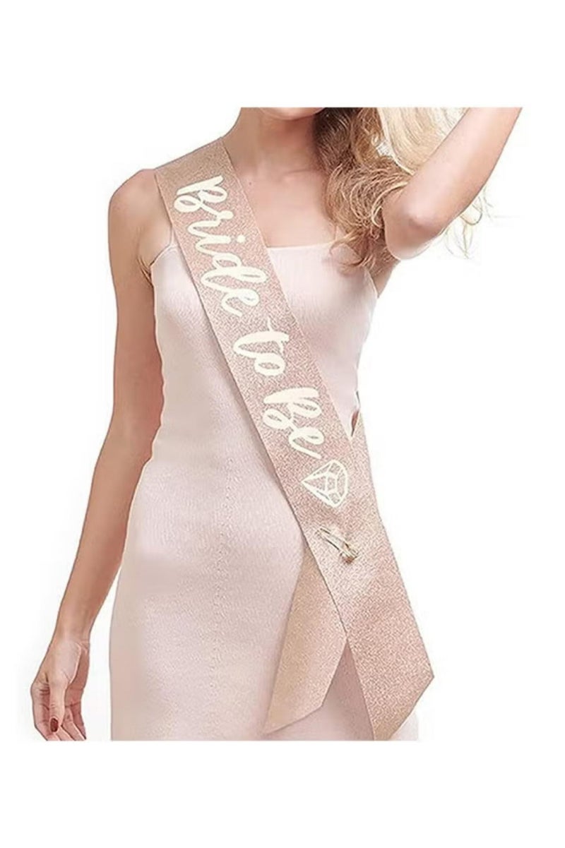 أوزيغالور طقم تاج من القماش بهرج ذهبي وردي لحفلة واحدة مع طرحة الزفاف ووشاح - Image 2