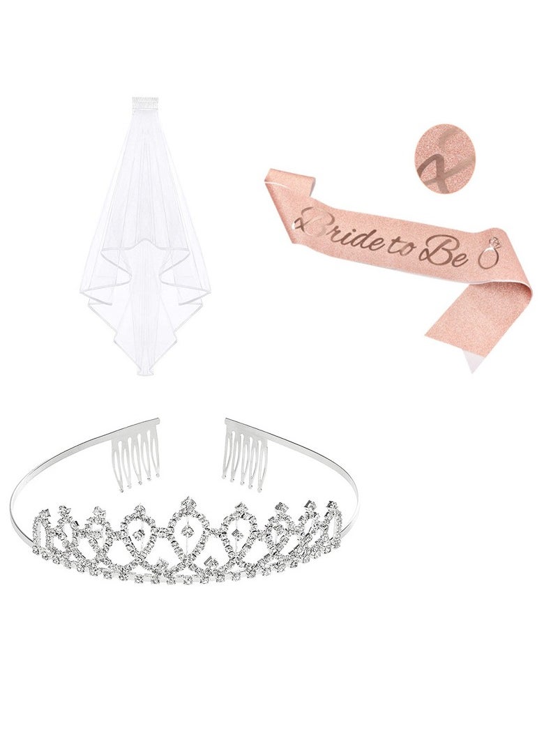 Single Party Bride to Be Rose Gold Tinsel Fabric Crown Set with Bridal Veil and Sash - pzsku/ZC407577C4240096CB372Z/45/_/1706693976/e7ff17e9-2498-4342-8a92-7a0712f1cc06