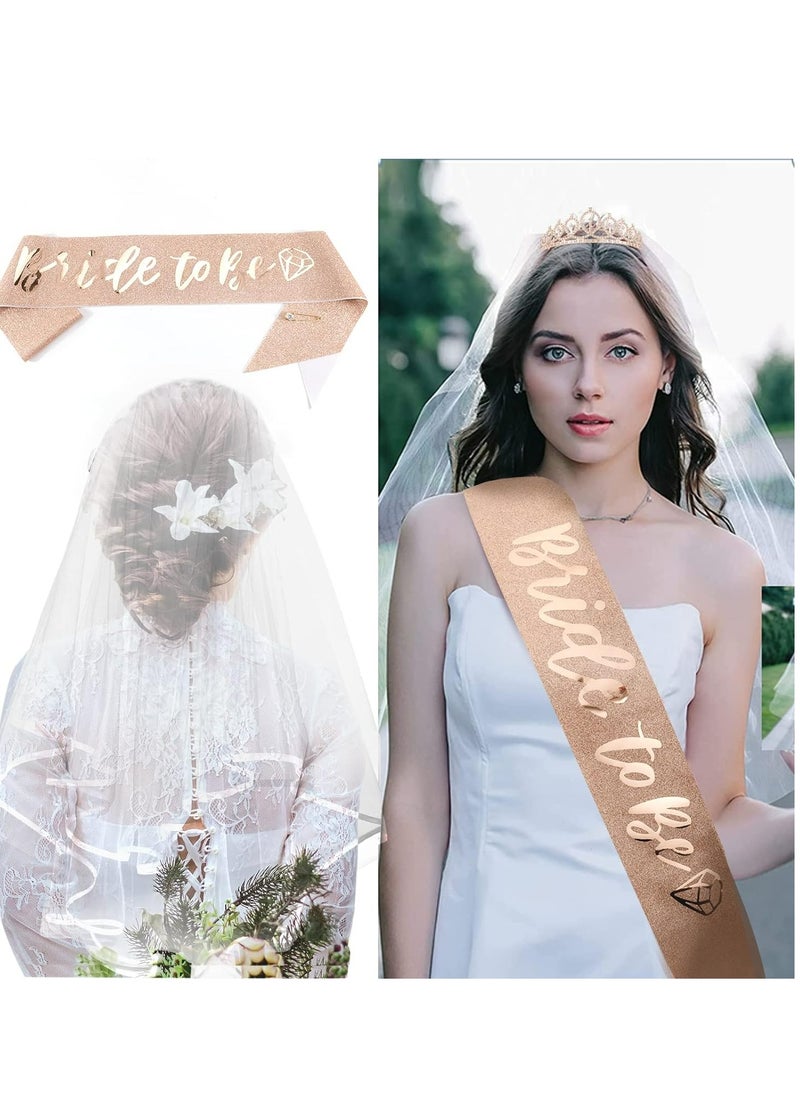 Single Party Bride to Be Rose Gold Tinsel Fabric Crown Set with Bridal Veil and Sash - pzsku/ZC407577C4240096CB372Z/45/_/1706694026/2ba02bf6-a3aa-49aa-af0f-47ededf276d4