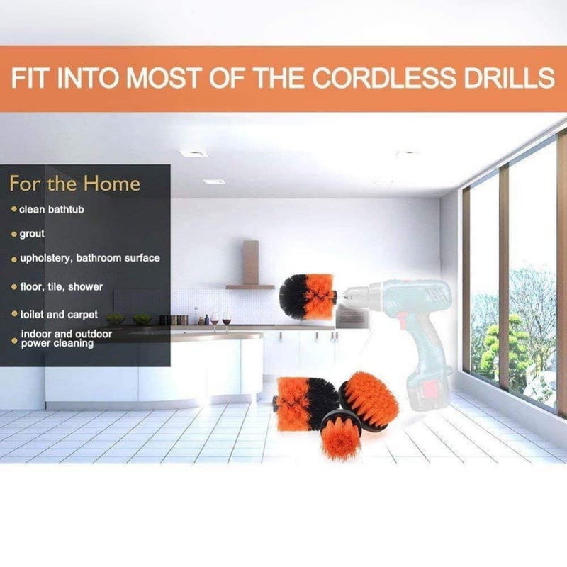 Atcan Drill Brush Attachment Set of 3 with Deep Cleansing ScratchResistant Nylon Bristles Drill Brush Attachment Kit for Shower Tiles Grout Floor Easy to Attach Fits All Drills Hot Red - Image 2