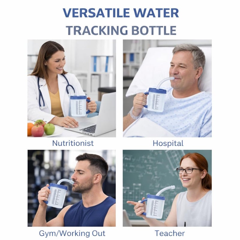 Vakly Hospital Carafe Insulated Double-Walled Water Tracking Bottle 18 oz â€“ Refillable Hot & Cold Bottle with Flexible Straw and Pouring/Sipping Spout for Bedside or Patient Care - Image 3