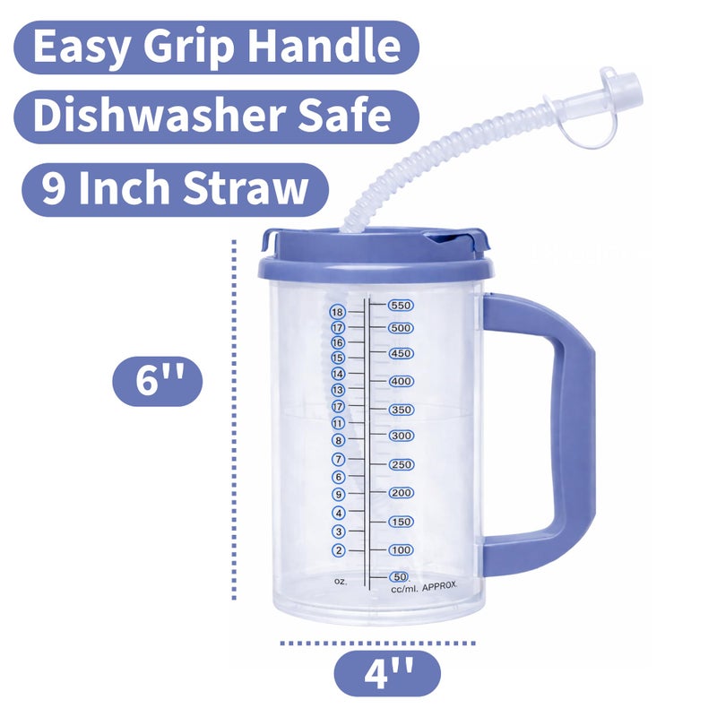 Vakly Hospital Carafe Insulated Double-Walled Water Tracking Bottle 18 oz â€“ Refillable Hot & Cold Bottle with Flexible Straw and Pouring/Sipping Spout for Bedside or Patient Care - Image 4