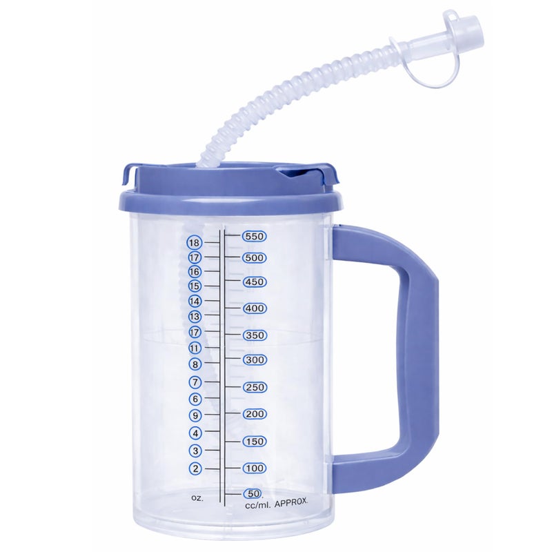 Vakly Hospital Carafe Insulated Double-Walled Water Tracking Bottle 18 oz â€“ Refillable Hot & Cold Bottle with Flexible Straw and Pouring/Sipping Spout for Bedside or Patient Care - Image 1