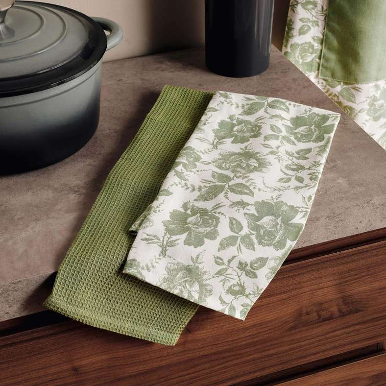 Pan Home Sage Cotton Printed Kitchen Towel Set for Home