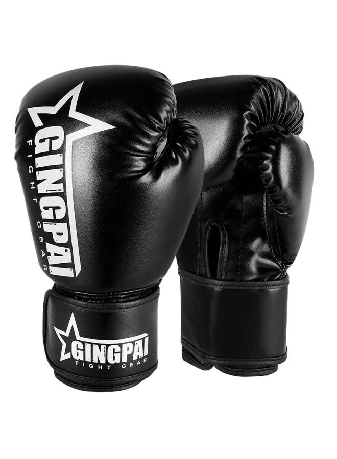 Competing pie Jingpai Boxing Gloves For Adults And Children, Sanda Fighting Gloves, Breathable For Men And Women, Practical Training For Punching Bag, Black, 10oz - Image 1