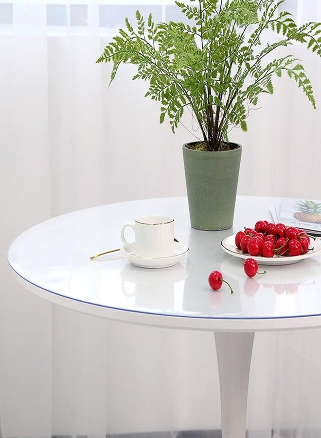WingCanto 44 Inches Round Clear Plastic Cover Dining Table Protector PVC Vinyl Round Tablecloth Wooden Furniture Topper Transparent Tabletop Cloth Pad Vinyl Waterproof Desk Cover for Coffee End Table - Image 4