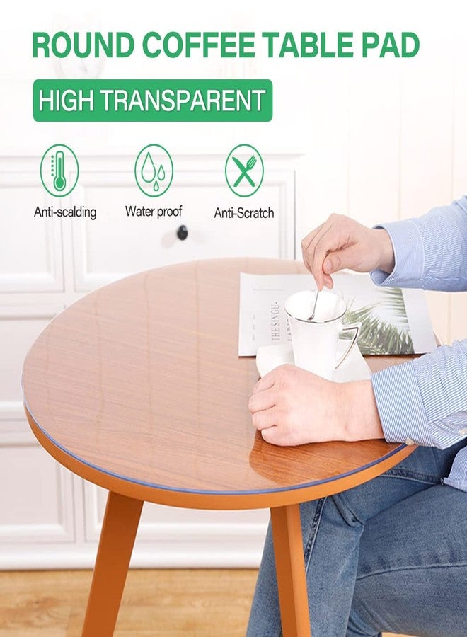 WingCanto 44 Inches Round Clear Plastic Cover Dining Table Protector PVC Vinyl Round Tablecloth Wooden Furniture Topper Transparent Tabletop Cloth Pad Vinyl Waterproof Desk Cover for Coffee End Table - Image 2