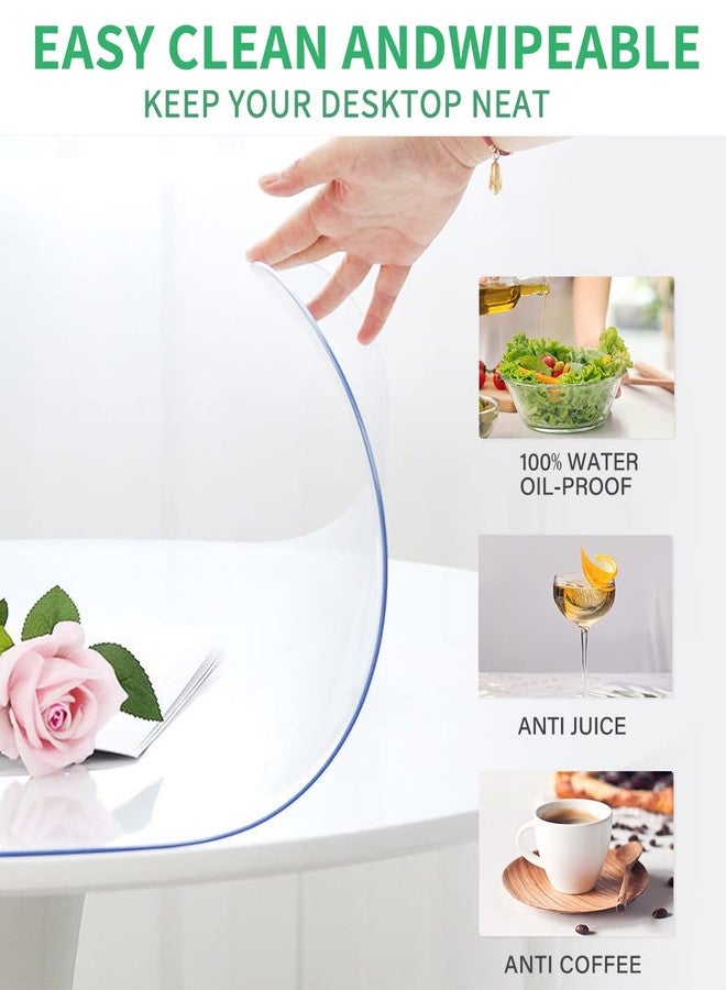 WingCanto 44 Inches Round Clear Plastic Cover Dining Table Protector PVC Vinyl Round Tablecloth Wooden Furniture Topper Transparent Tabletop Cloth Pad Vinyl Waterproof Desk Cover for Coffee End Table - Image 5