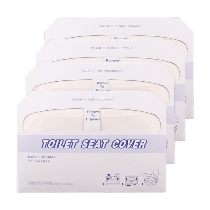 Greenour Disposable Toilet Seat Cover Flushable and Biodegradable Paper Toilet Seat Cover for Adults and Kids Great for Hotel Business and Commercial4 Packs of 250