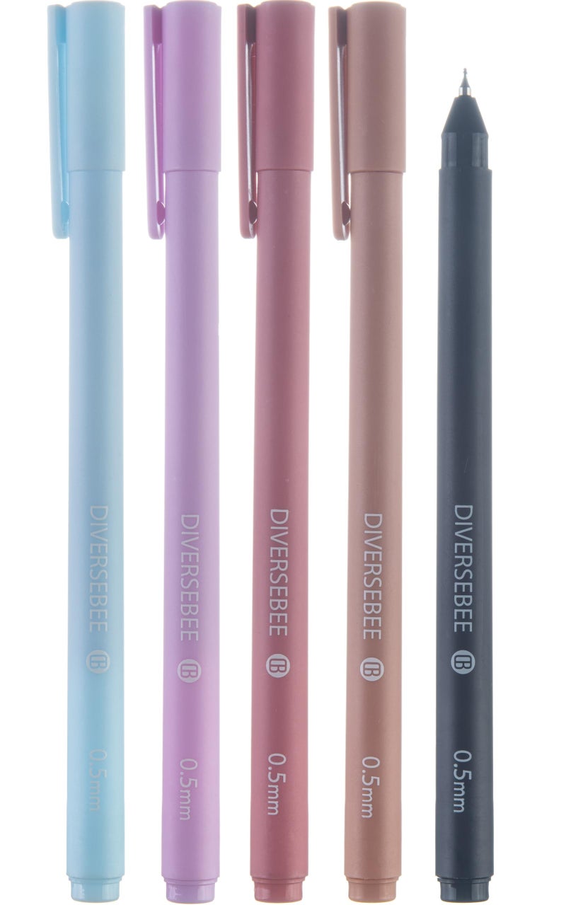 DIVERSEBEE Assorted Gel Ink Pens, 0.5 mm Gel Pens Fine Point, Bible Pens No Bleed Through, Cute Fine Tip Pens, Bible Study Journaling Supplies, 5 Pack Gel Pen Set (Lotus) - Image 1