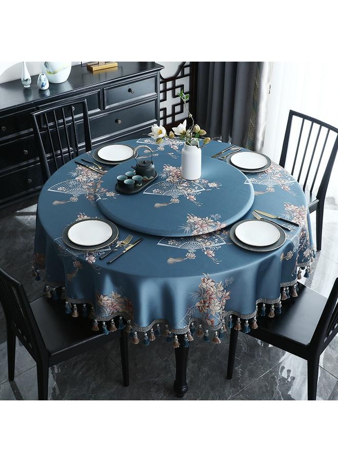 Bluejw Chinese Style Large Round Table Tablecloth Light Luxury High-end Hotel Special Household Waterproof And Oil-proof Dining Table Round Tang Yan - Image 3