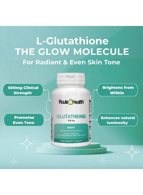 Route2Health Glutathione Capsules for Whitening 30 Capsules, Antioxidant  Support for Skin Brightening  Contains 500 mg Glutathione for Skin Glow, &  Immune Function. | Best Price Kuwait | Salmiya, Jabriya
