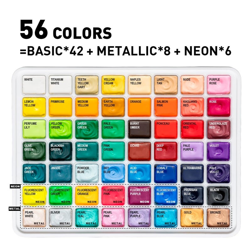 HIMI Gouache Paint Set, 56 Colors x 30g Unique Jelly Cup Design in a Carrying Case Perfect for Artists, Gouache Opaque Art Supplies for Professionals, and More - Image 3