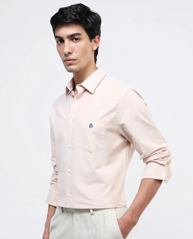 Rare Rabbit Men's Plain Formal Shirt With Embroidered Logo