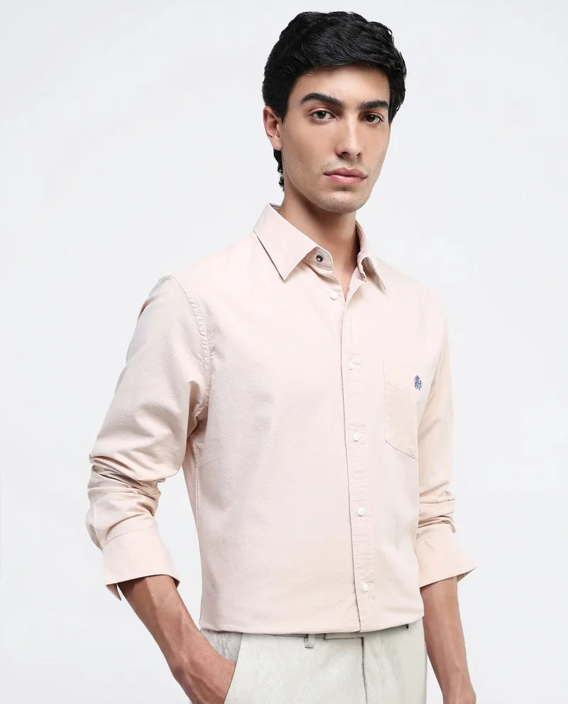 Rare Rabbit Men's Plain Formal Shirt With Embroidered Logo
