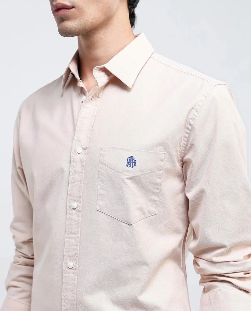 Rare Rabbit Men's Plain Formal Shirt With Embroidered Logo