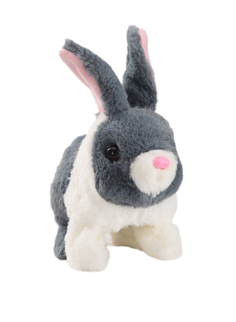 Gray And White Rabbit Robot Electronic Plush Stuffed Interactive Animal Touch Control, Electronic Pet, Robot Toy, Animation Toy, Suitable For Children And Babies - Image 1