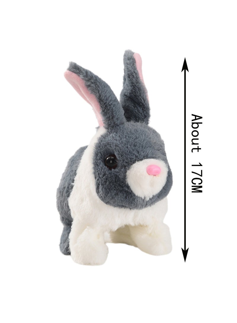 Gray And White Rabbit Robot Electronic Plush Stuffed Interactive Animal Touch Control, Electronic Pet, Robot Toy, Animation Toy, Suitable For Children And Babies - Image 2