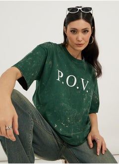Acid Wash Slogan Print Oversized T-Shirt