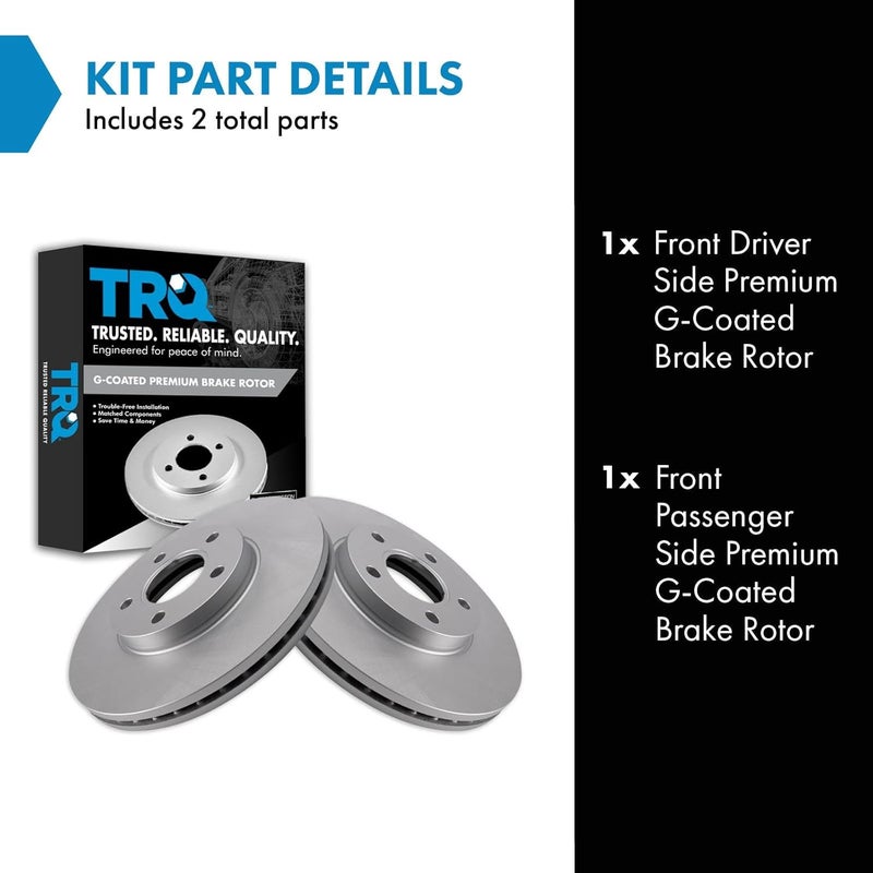TRQ Front Brake Rotors Set Vented Premium G-Coated Compatible with 2010-2013 Ford Transit Connect - Image 2