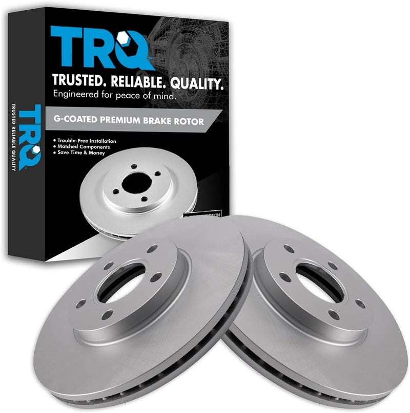TRQ Front Brake Rotors Set Vented Premium G-Coated Compatible with 2010-2013 Ford Transit Connect - Image 1