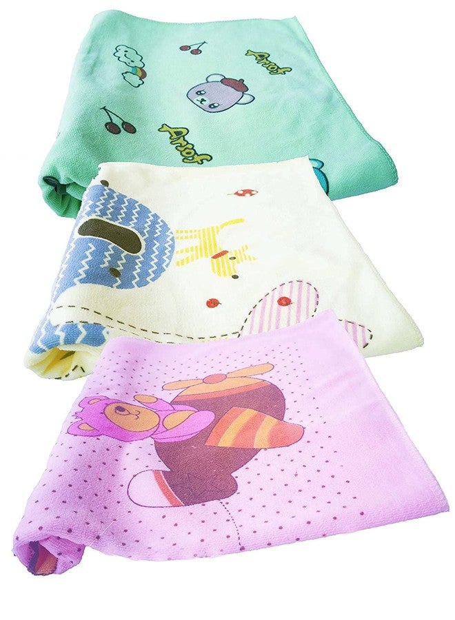 TEDDYIFY Soft Cotton Baby Bath Towel for Infants, Toddlers and New Born Babies, Bathing Essentials, Attractive Colors and Prints (Light Color (Pack of 3))