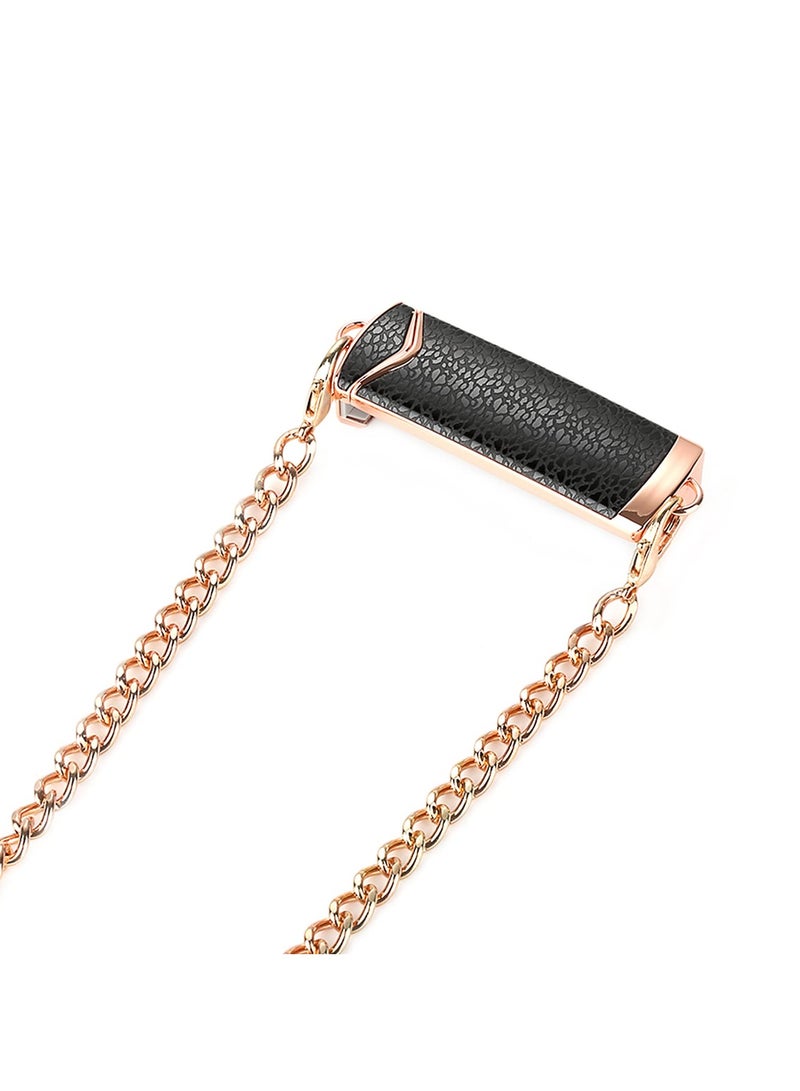 Captaintech Lanyard Phone Holder, Universal Metal Crossbody Phone Chain Clip Adjustable Phone Clip with Lanyard Compatible with Most Smartphones (Black + Rose Gold) - Image 1