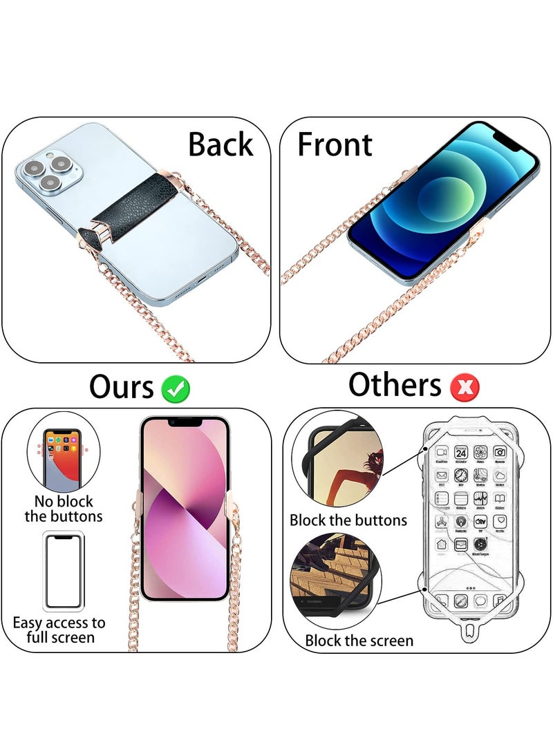 Captaintech Lanyard Phone Holder, Universal Metal Crossbody Phone Chain Clip Adjustable Phone Clip with Lanyard Compatible with Most Smartphones (Black + Rose Gold) - Image 3
