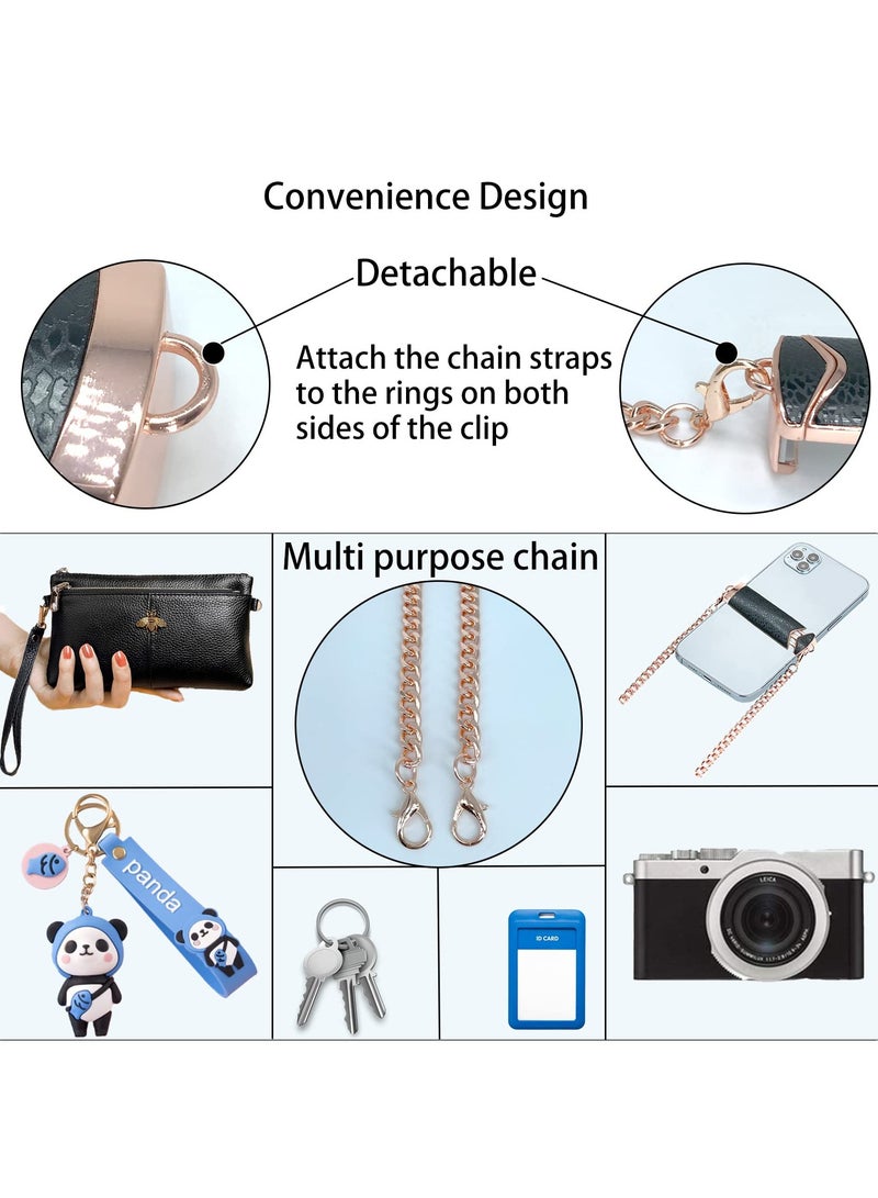 Captaintech Lanyard Phone Holder, Universal Metal Crossbody Phone Chain Clip Adjustable Phone Clip with Lanyard Compatible with Most Smartphones (Black + Rose Gold) - Image 4